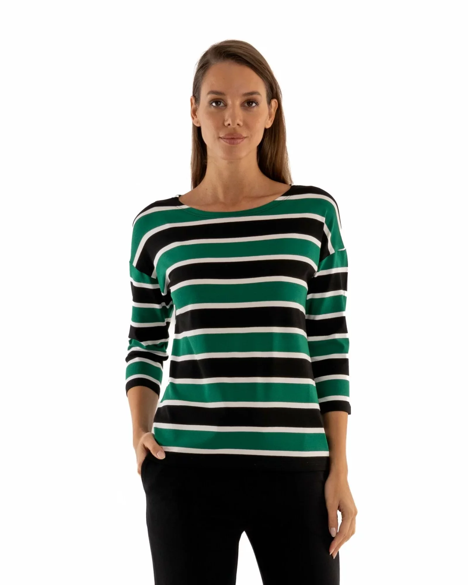 Bluza dungi verde cu negru