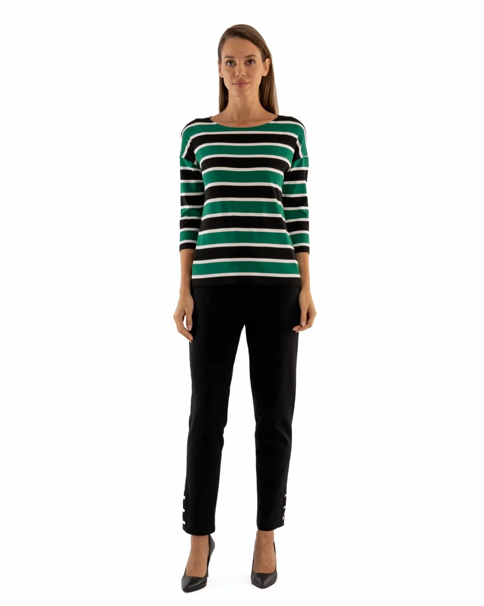 Bluza dungi verde cu negru