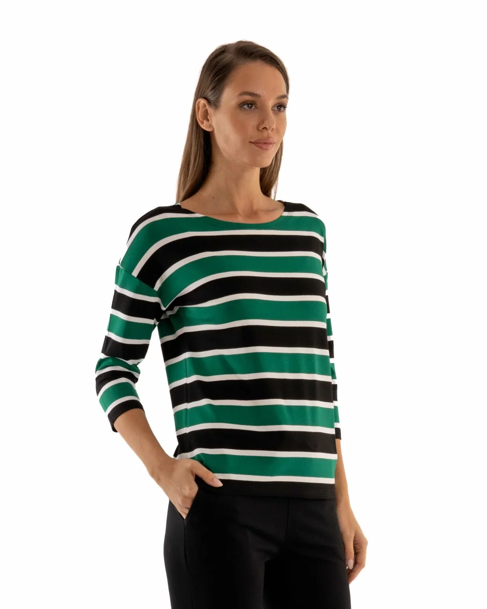 Bluza dungi verde cu negru
