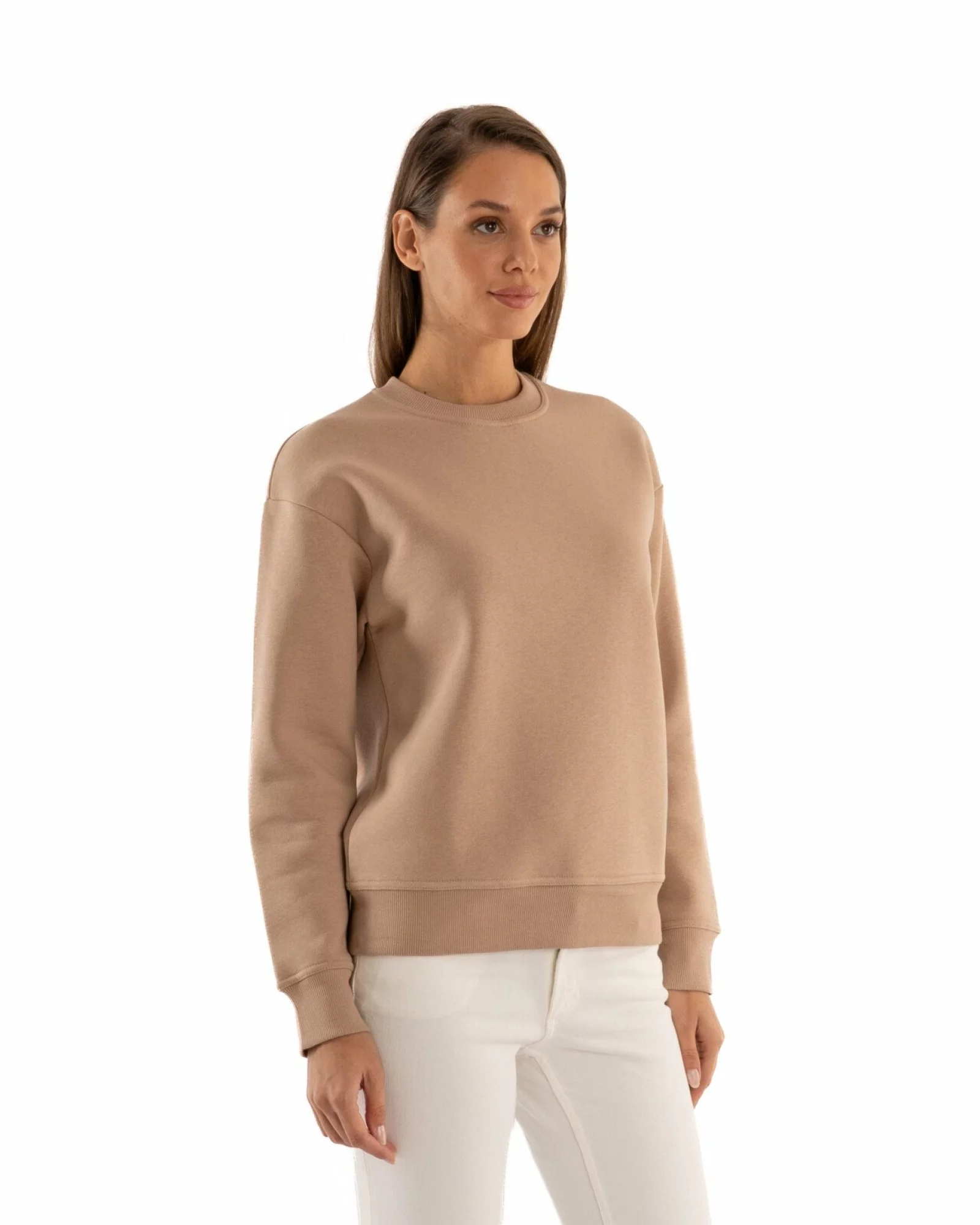 Hanorac oversize dama bej, gros, pufos și calduros