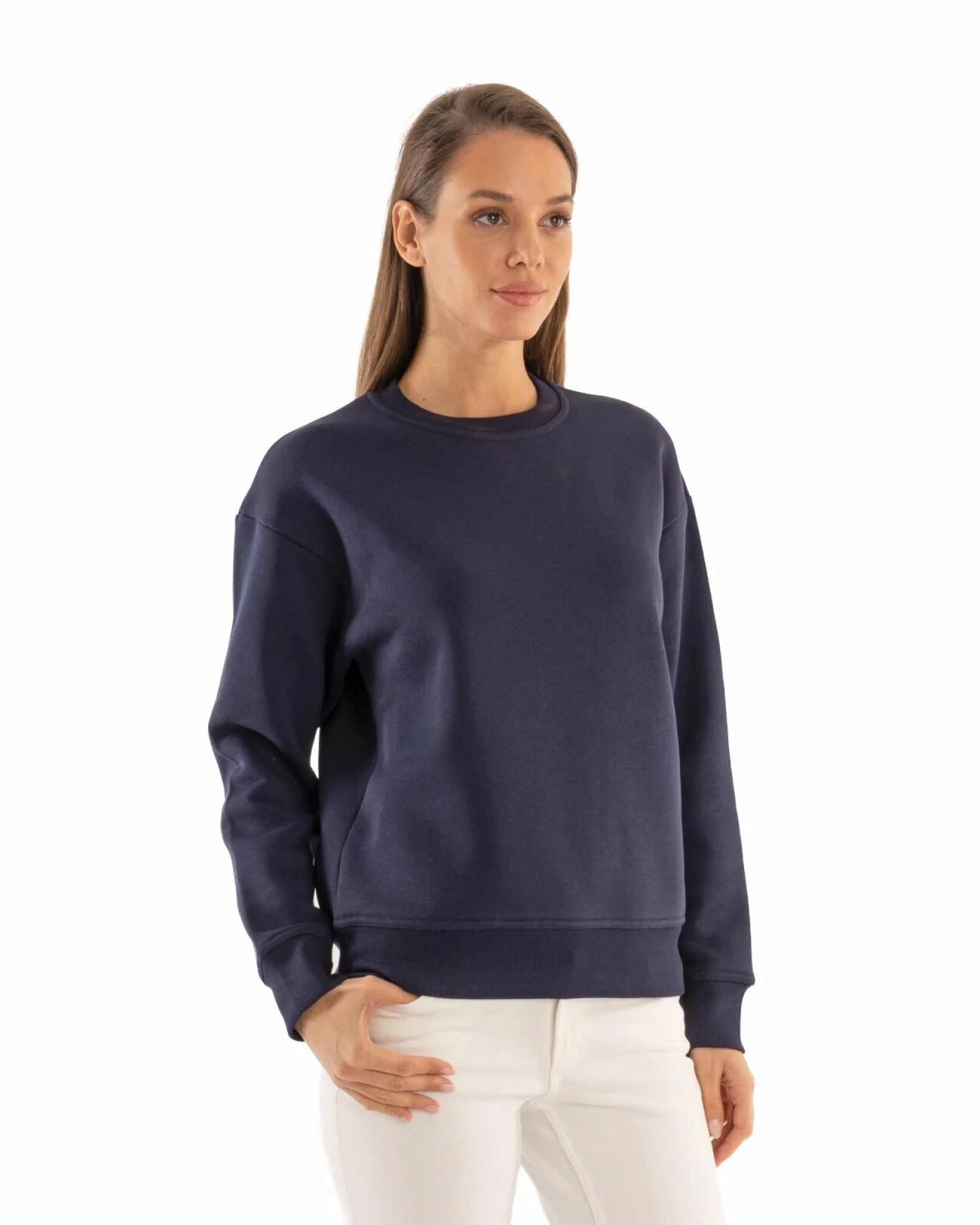 Hanorac oversize dama bleumarin, gros, pufos și calduros