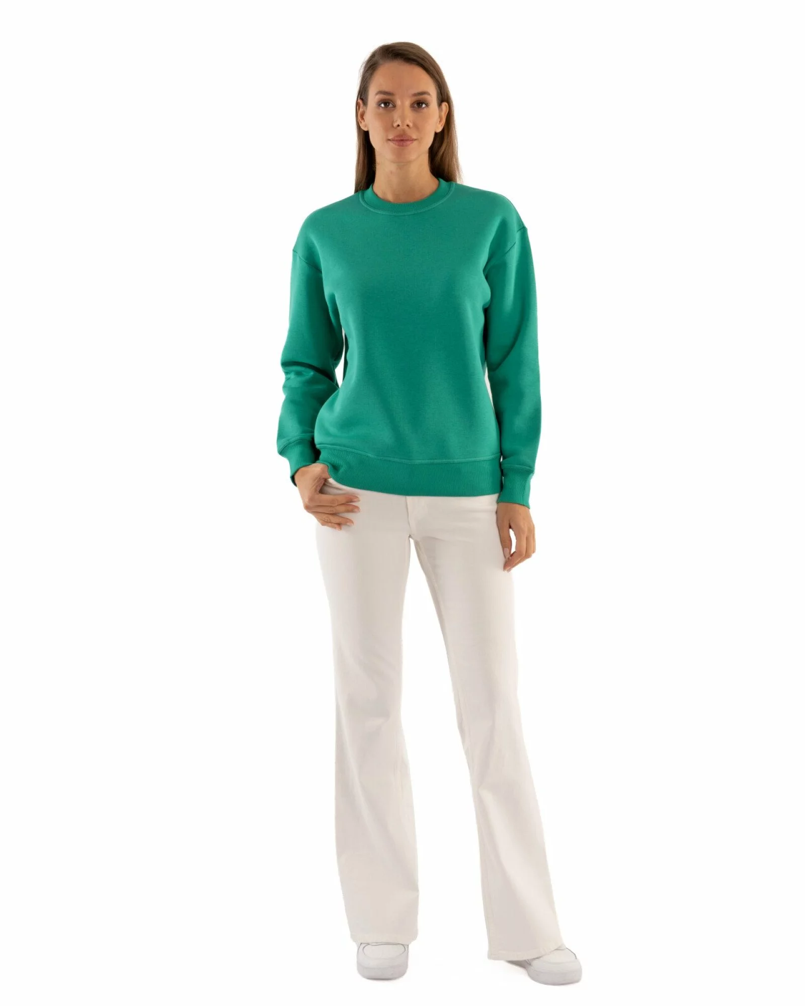 Hanorac oversize dama verde, gros, pufos și calduros