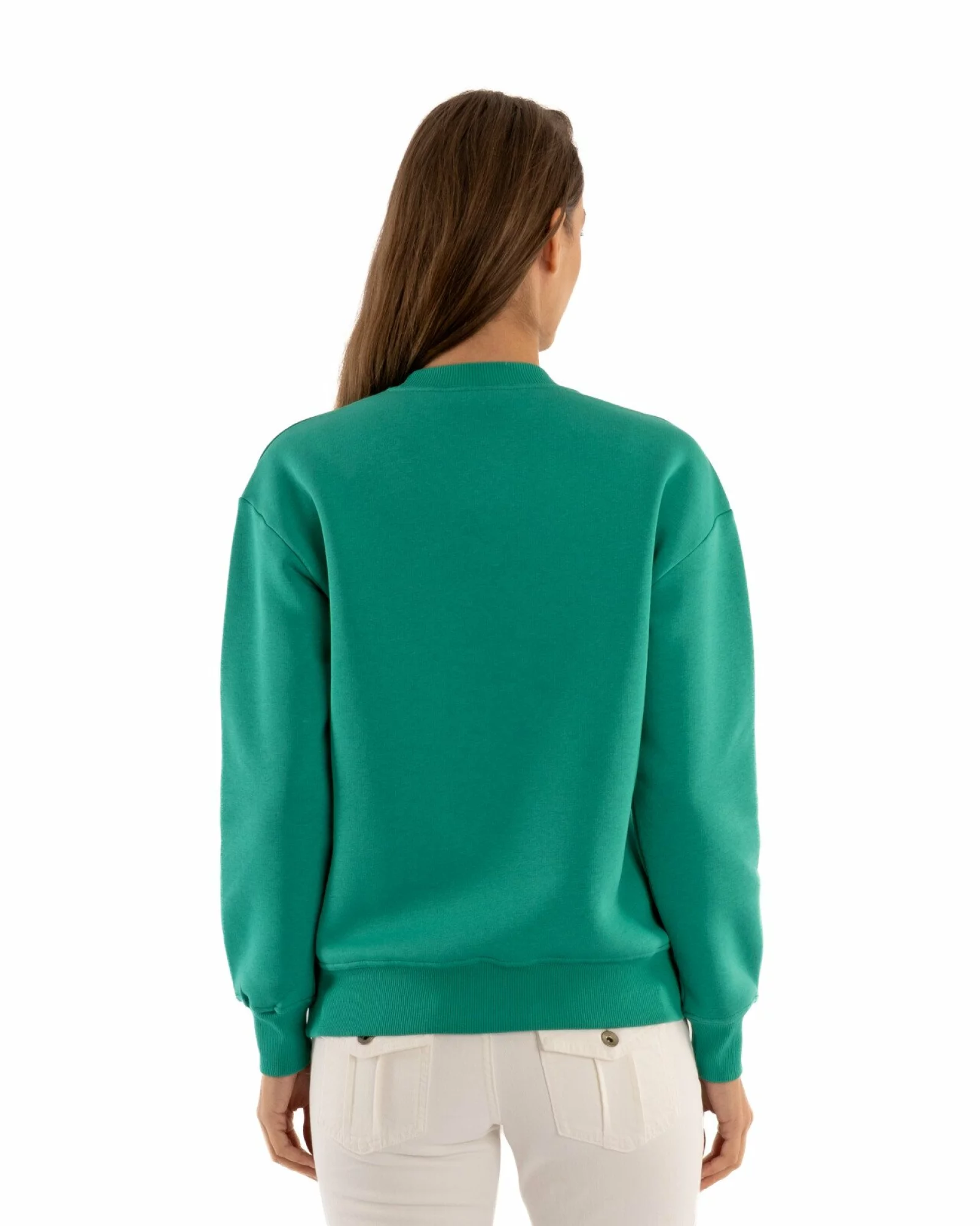 Hanorac oversize dama verde, gros, pufos și calduros