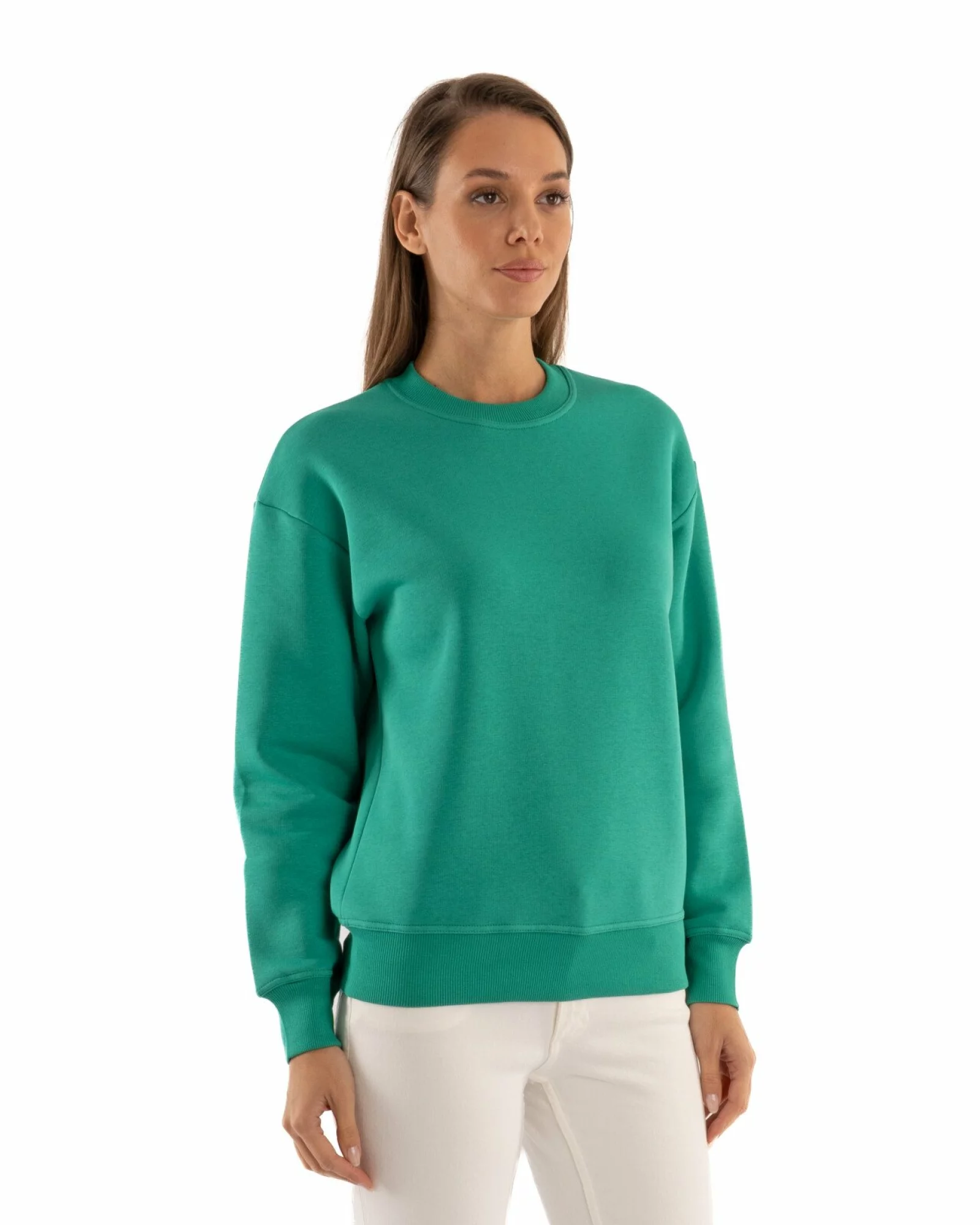 Hanorac oversize dama verde, gros, pufos și calduros