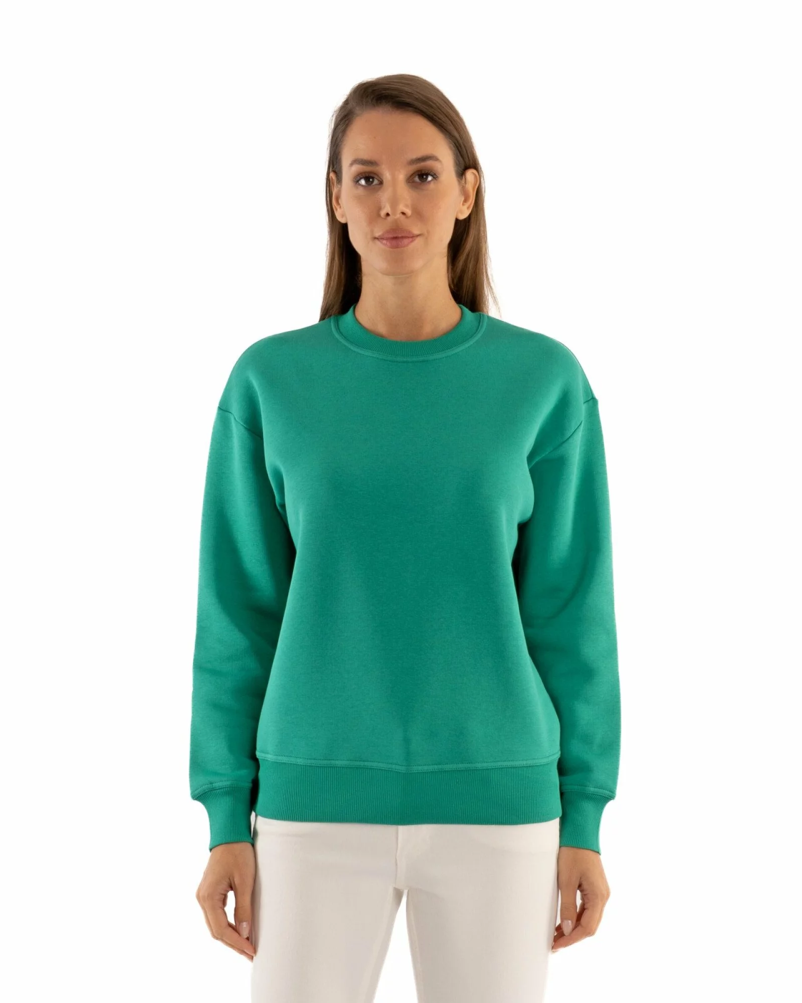 Hanorac oversize dama verde, gros, pufos și calduros