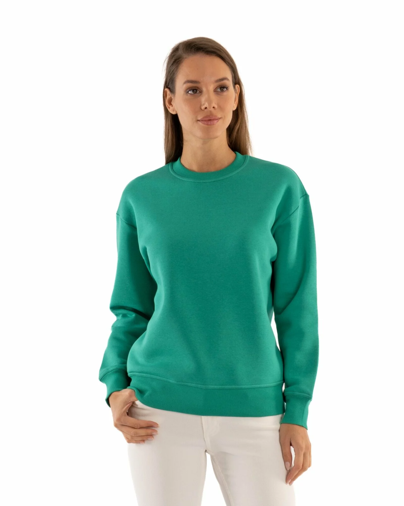 Hanorac oversize dama verde, gros, pufos și calduros