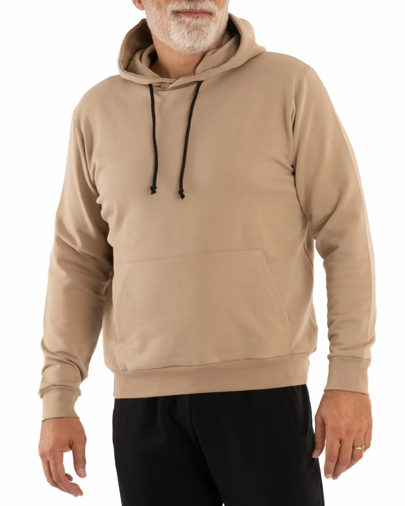 Hanorac pufos bărbați cu glugă bej HG.4001