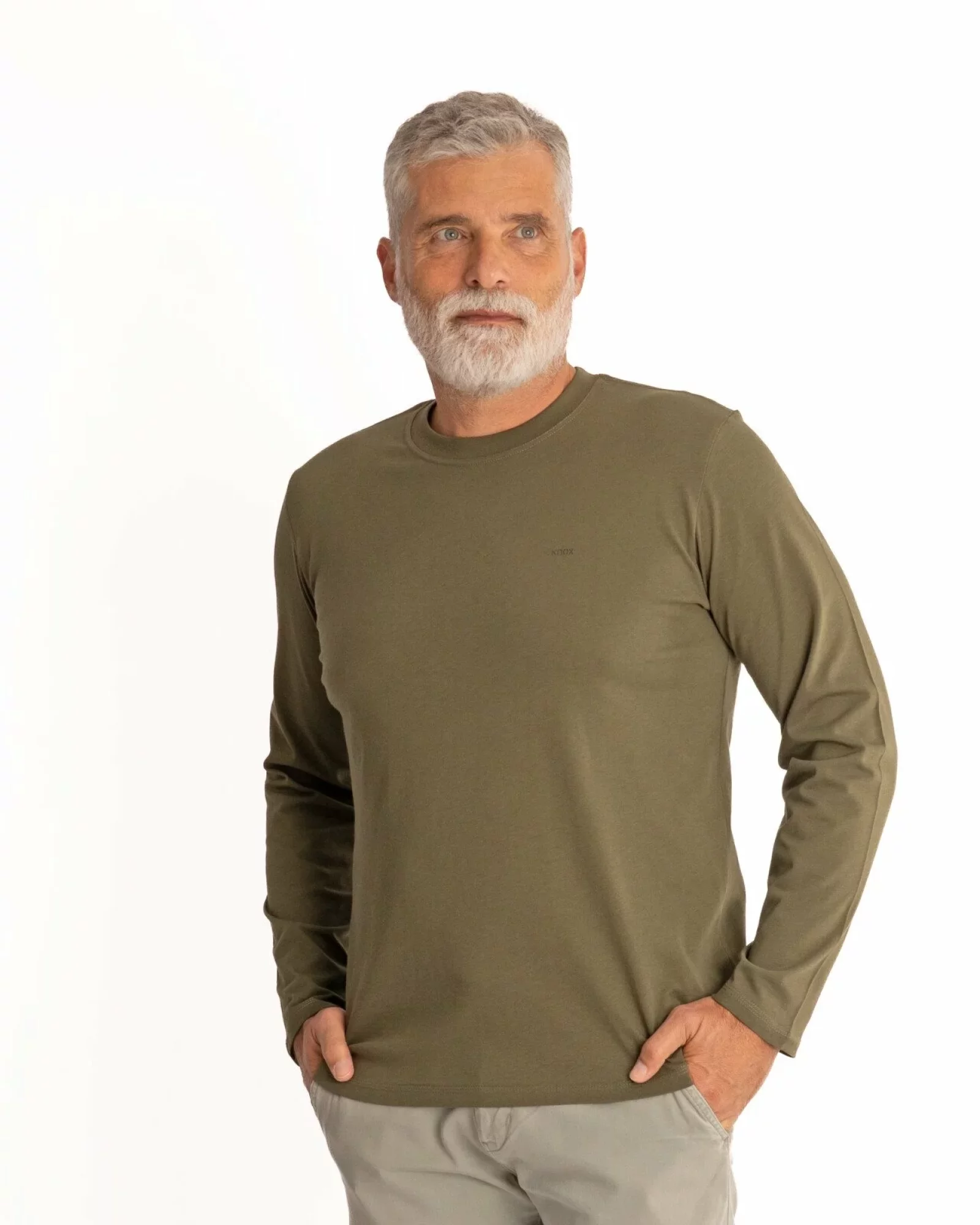 Tricou mânecă lungă bărbați kaki B.4001