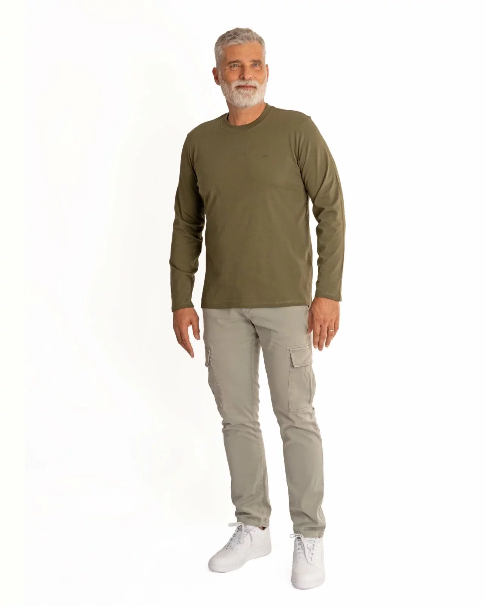 Tricou mânecă lungă bărbați kaki B.4001