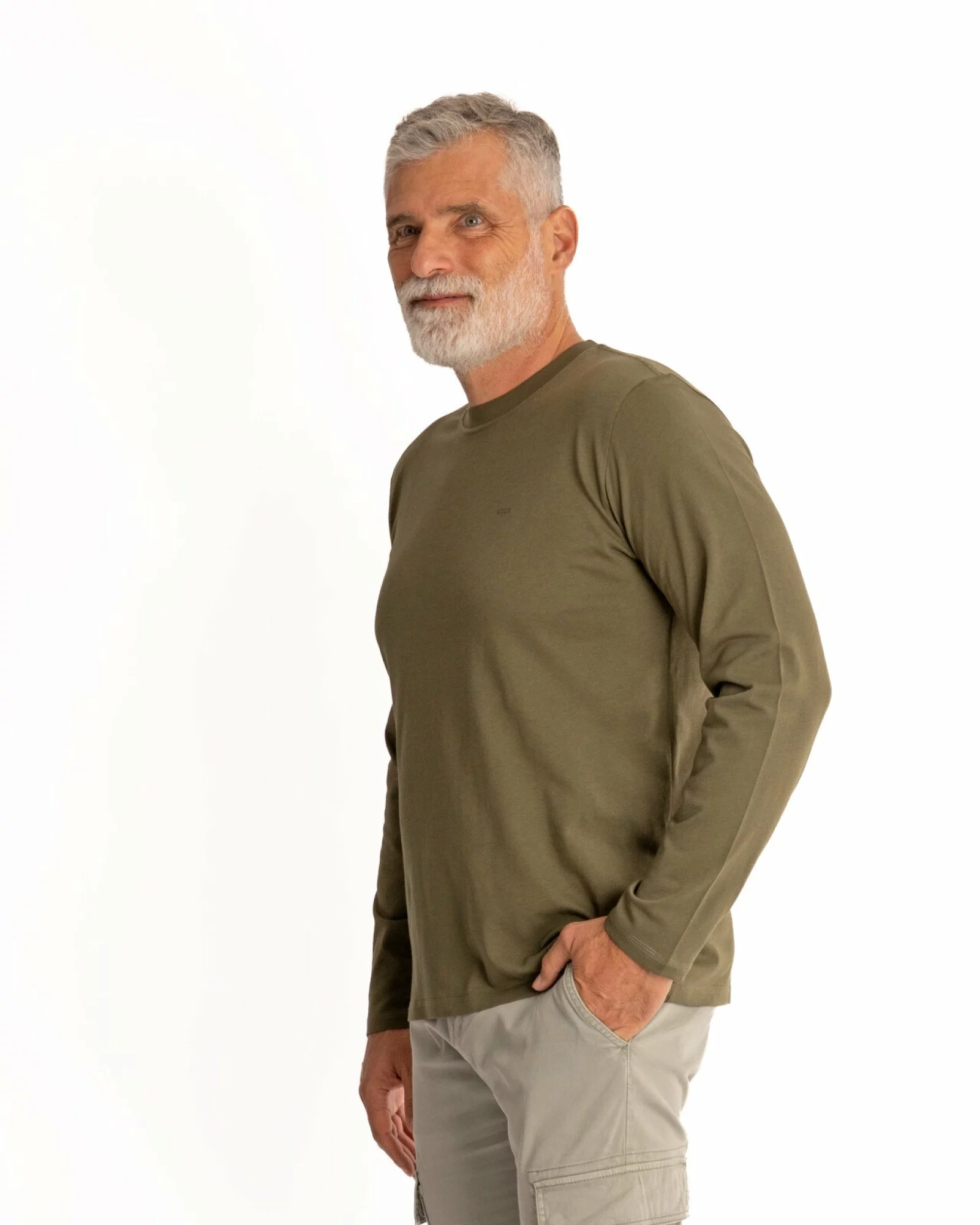 Tricou mânecă lungă bărbați kaki B.4001