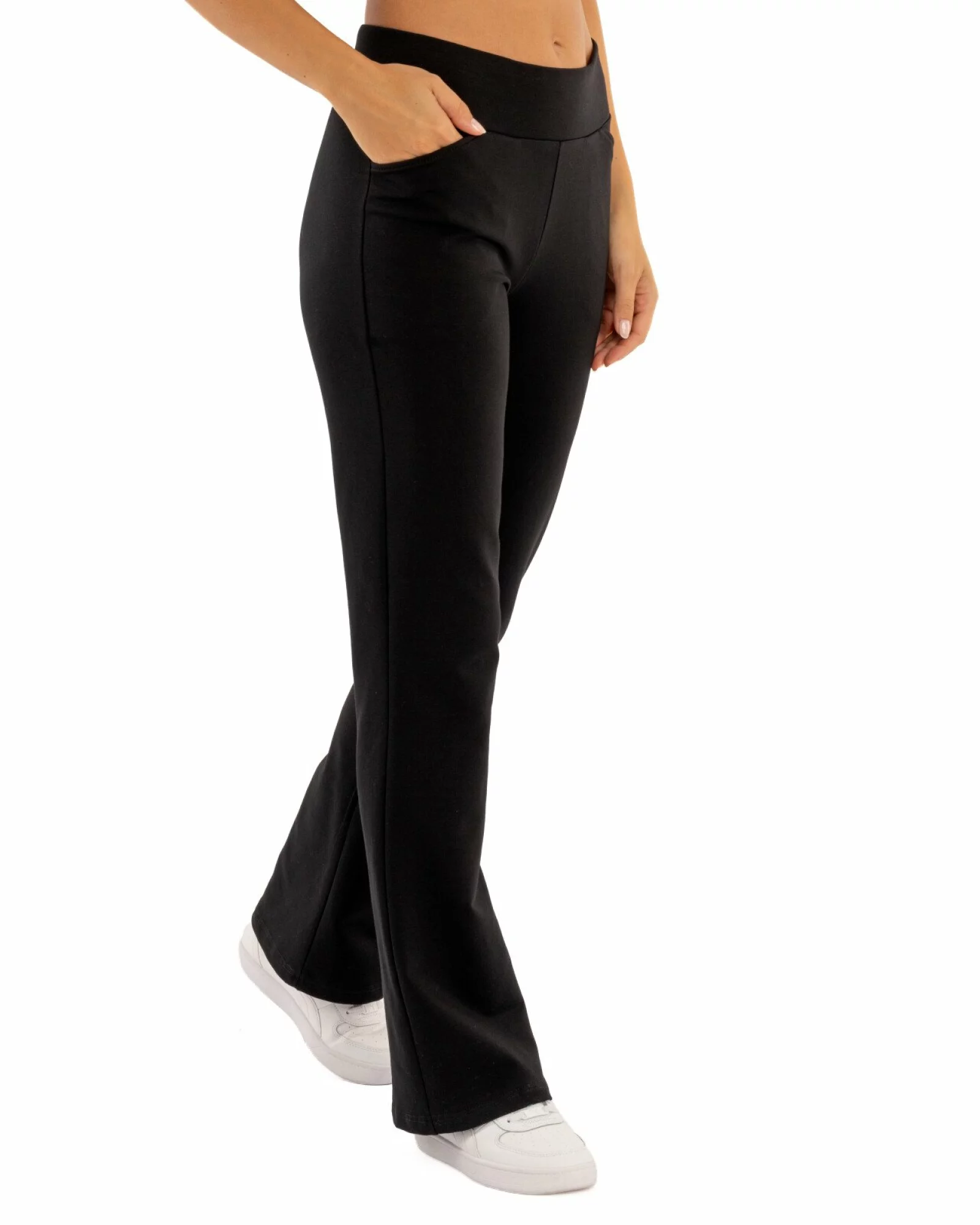 Pantaloni evazati dama, model bootcut cu betelie lata P.2259