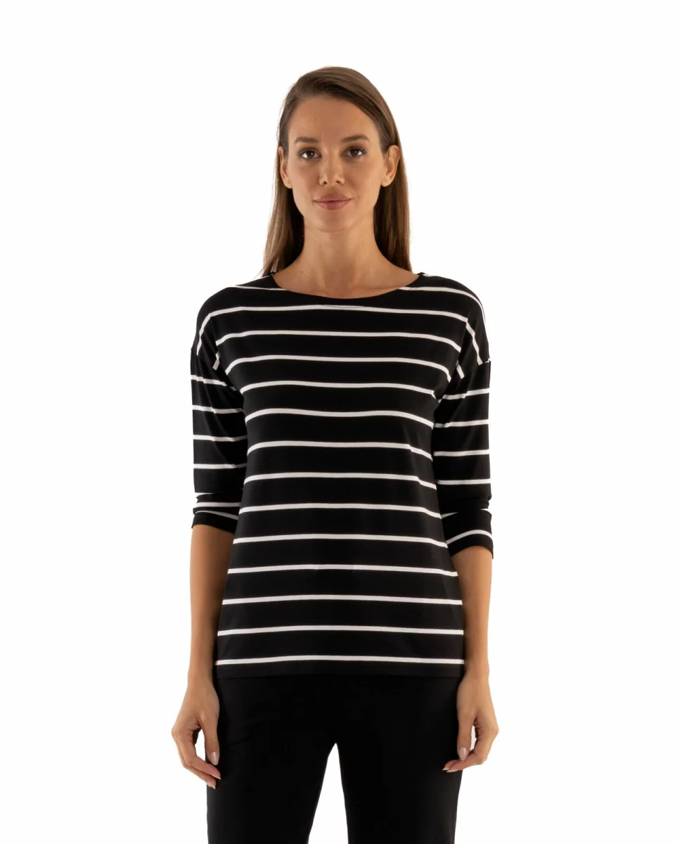 Bluza dungi negru cu alb