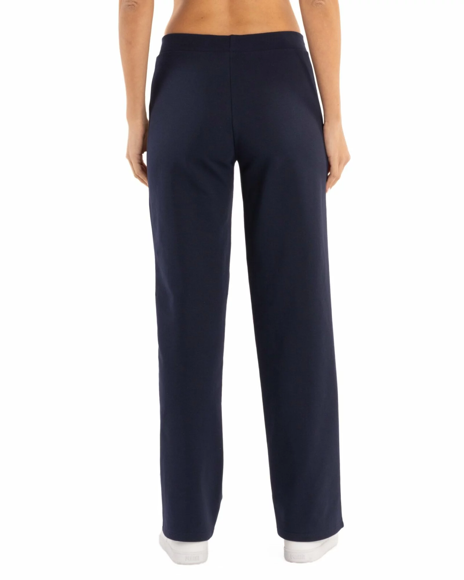 Pantaloni dama largi negri cu insertie alba P.2271