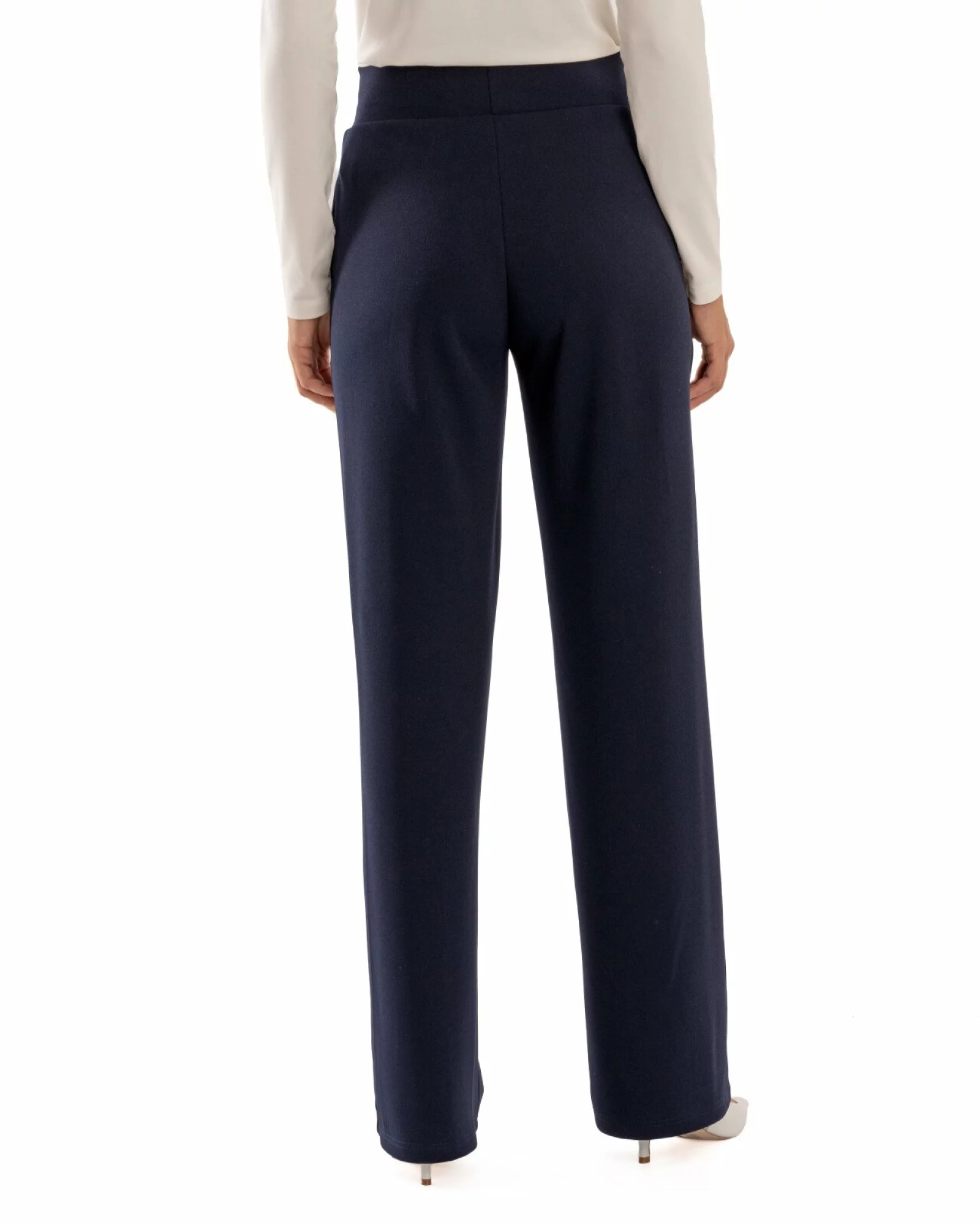Pantaloni largi dama cu talie inalta bleumarin P.2281