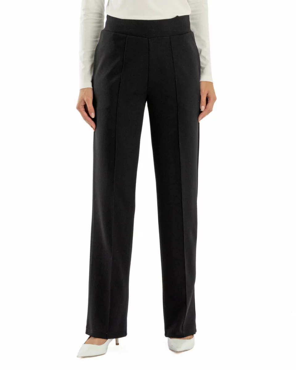 Pantaloni largi dama cu talie inalta negri P.2281