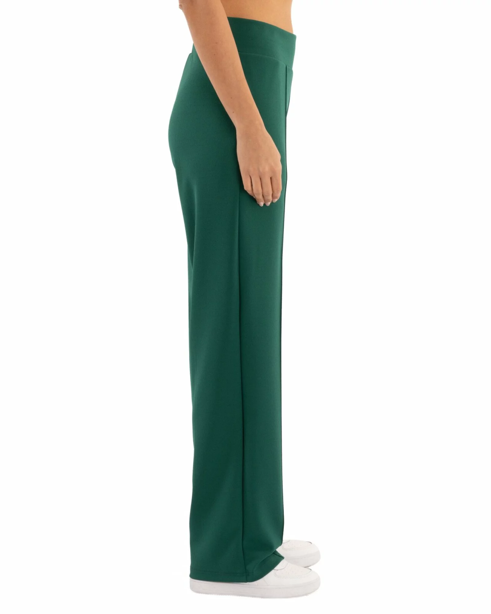 Pantaloni largi dama cu talie inalta verzi P.2281