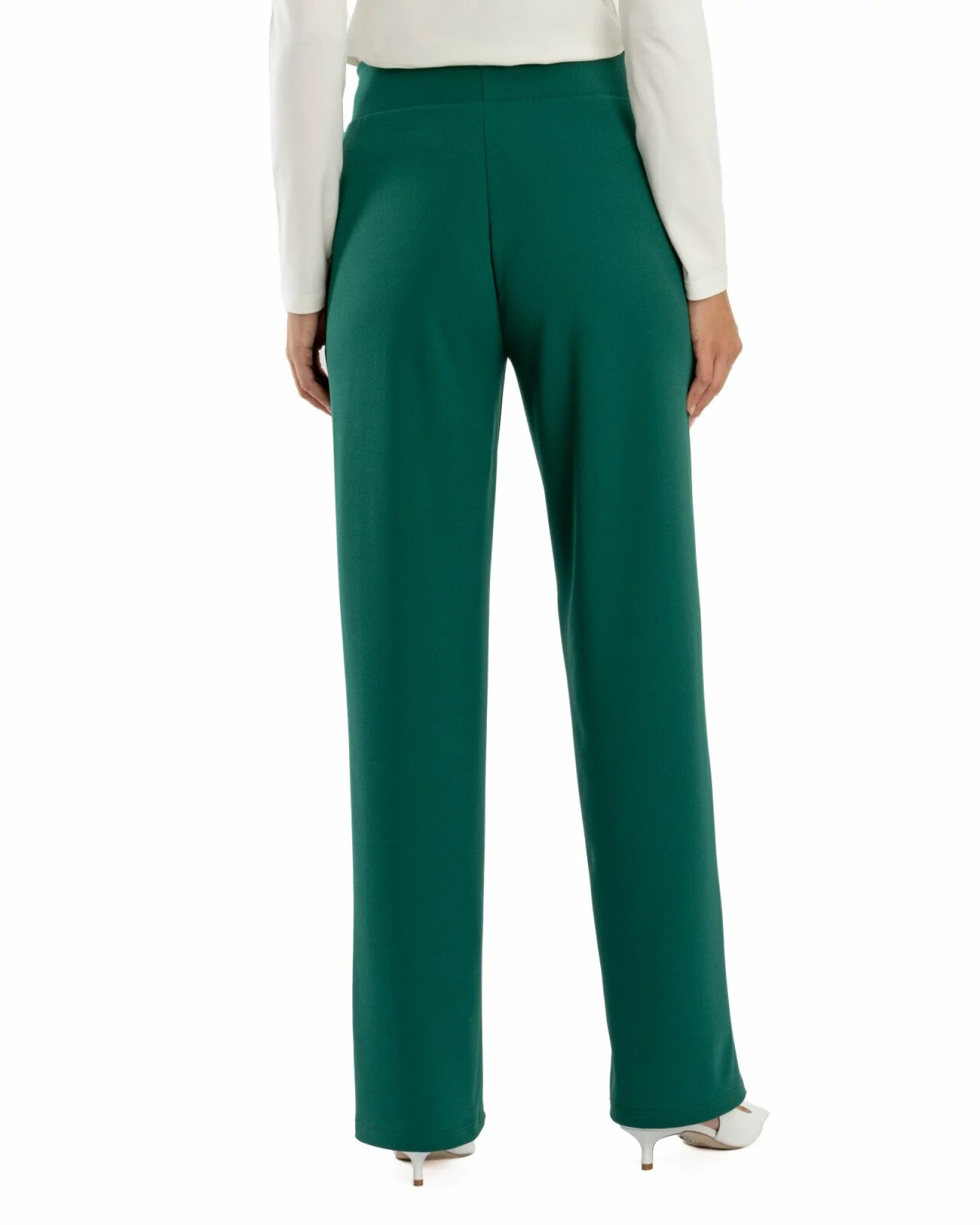 Pantaloni largi dama cu talie inalta verzi P.2281
