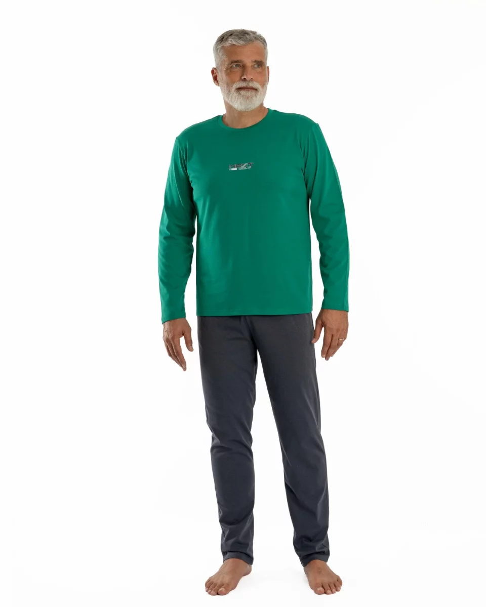 Pijama bărbați bumbac verde imprimeu PIJ.4134