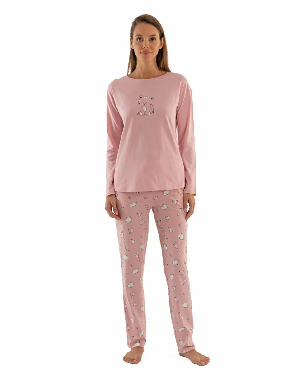 Pijama damă bumbac roz PIJ.2251
