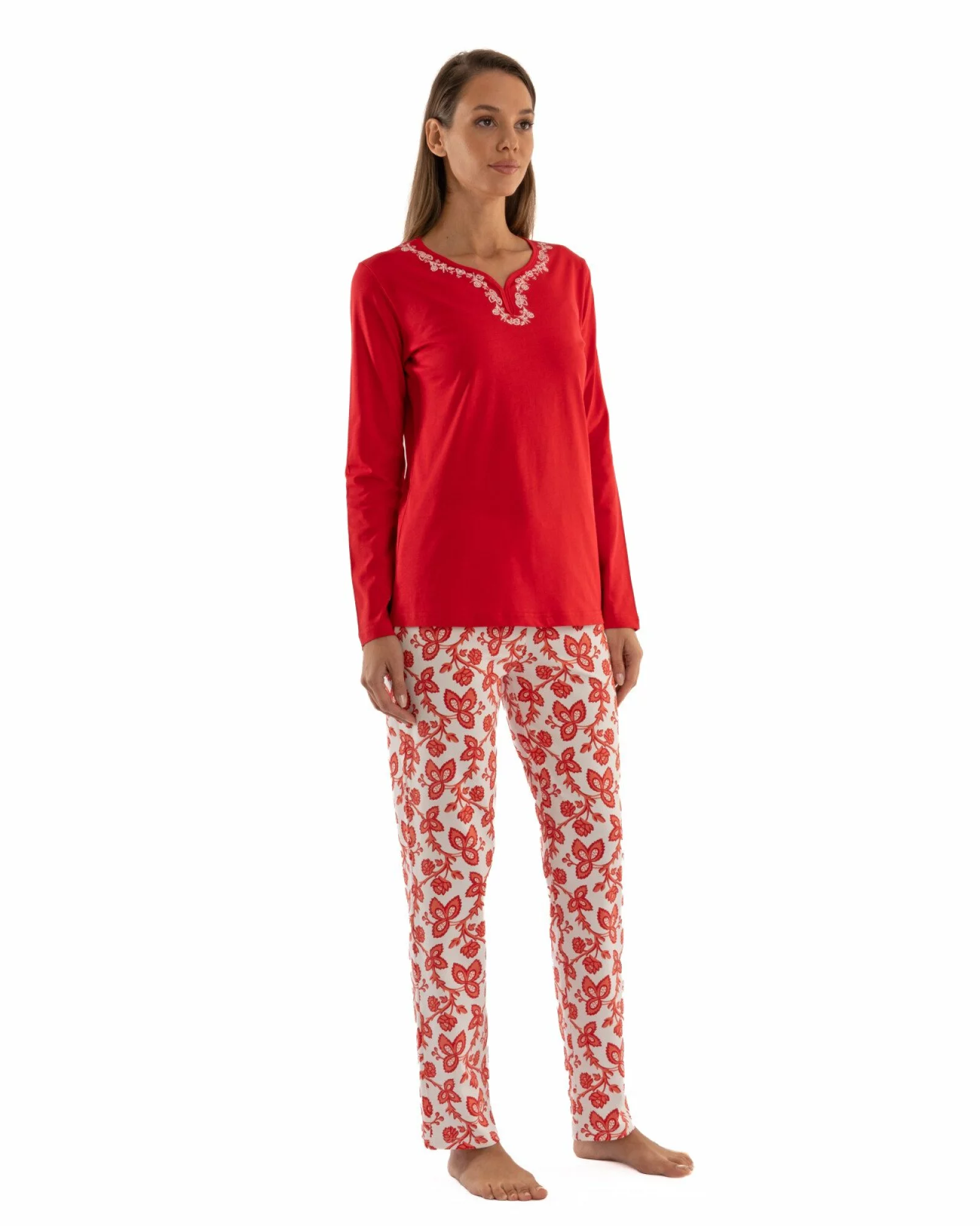 Pijama dama bumbac rosie PIJ.2237